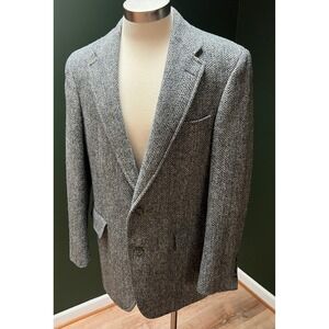 Hunter Haig Herringbone Tweed 100% Pure Scottish Wool Blazer - No Size Tag!